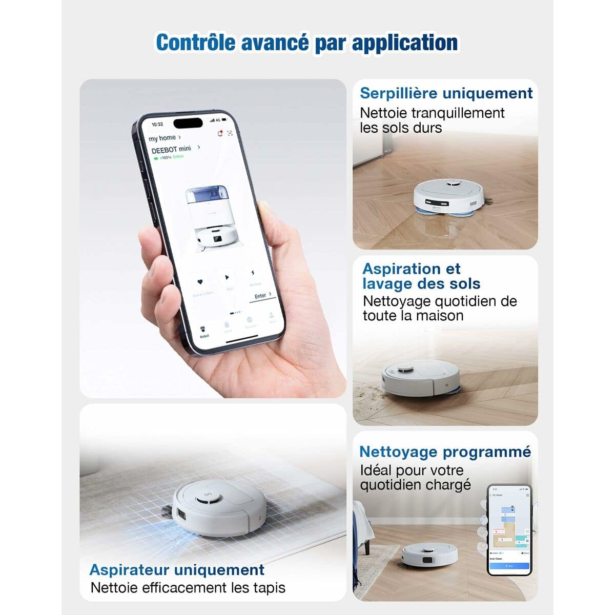 Robot Aspirador ECOVACS DEEBOT MINI 3200 mAh Blanco 1,8 L 18 S71022434_17