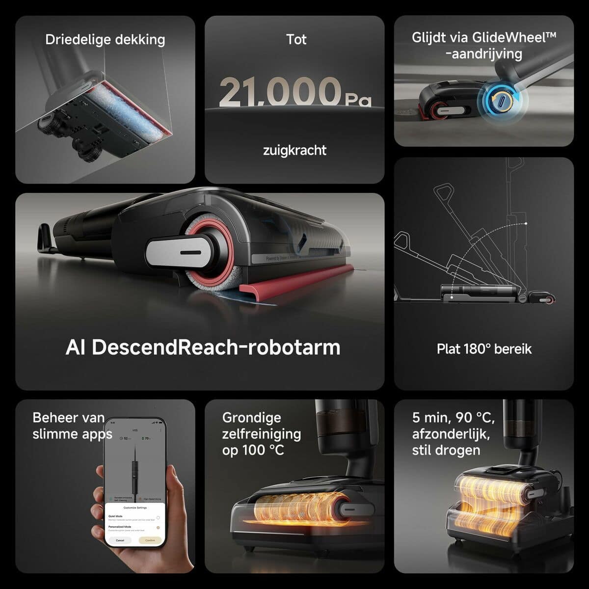 Dreame Aspirador Escoba H15 Pro Wet and Dry 400 W 0,7 l Autolimpieza y Pantalla 12 S71022847_11