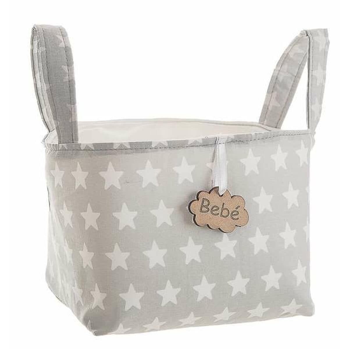 Cesta Gris Estrellas Con asas 17 x 13,5 x 20 cm 1 S2431855_0