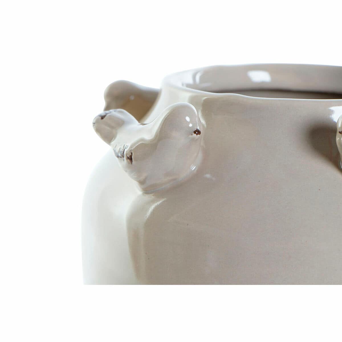 Jarrón DKD Home Decor Porcelana Gris Beige Pájaros Shabby Chic (15 x 15 x 13,5 cm) (2 Unidades) 2 S3020532_1