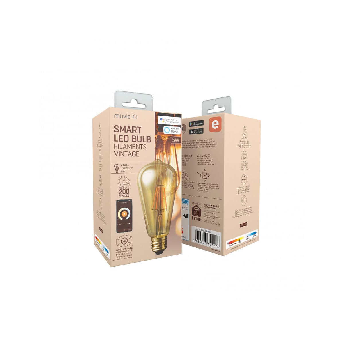 Bombilla Inteligente Muvit iO 5 W E27 1800 K 2700 K 480 Lm Wi-Fi 1 M1300329_0