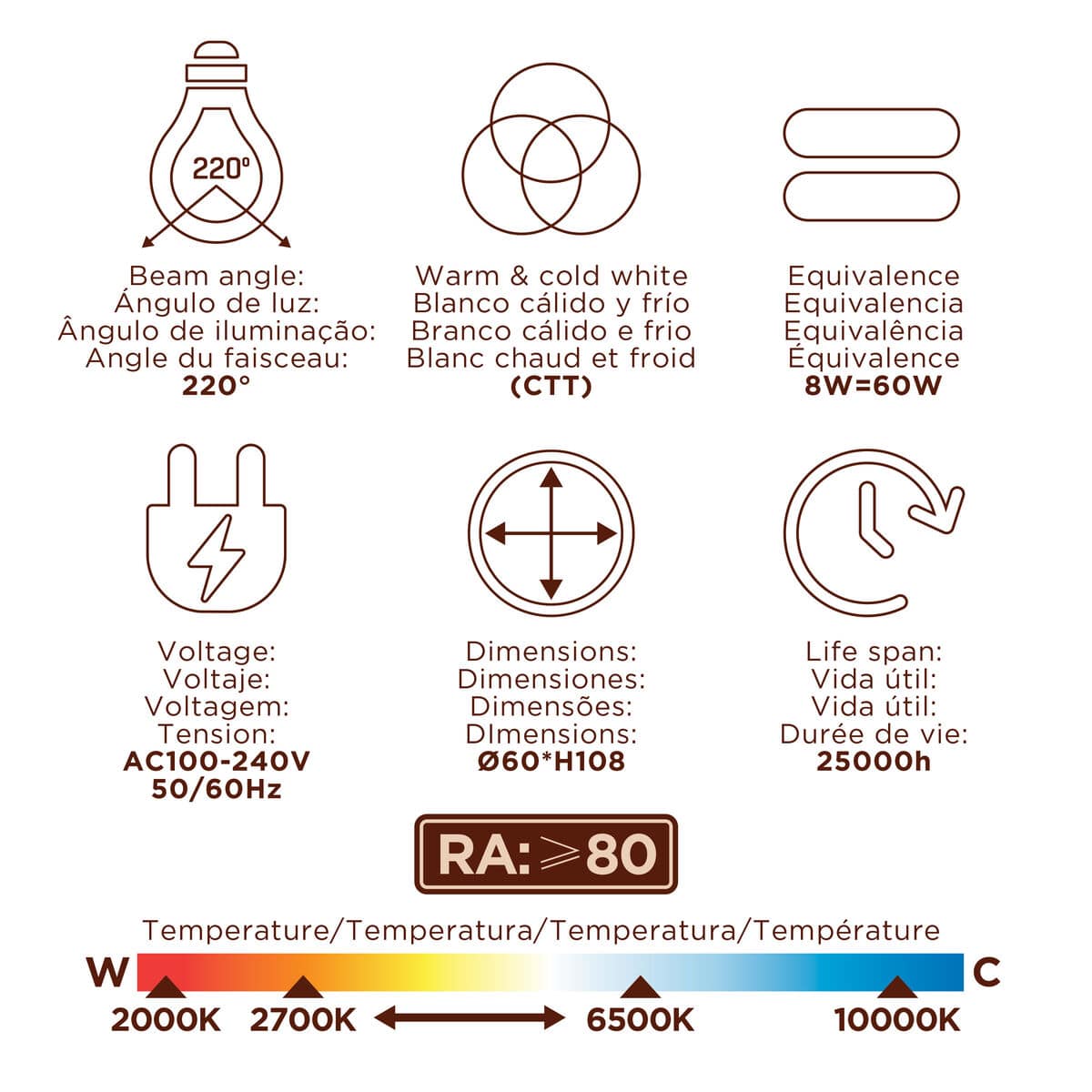 muvit iO bombilla inteligente CCT A60 E27/8W/806lm D60*H108 7 M1300333_6