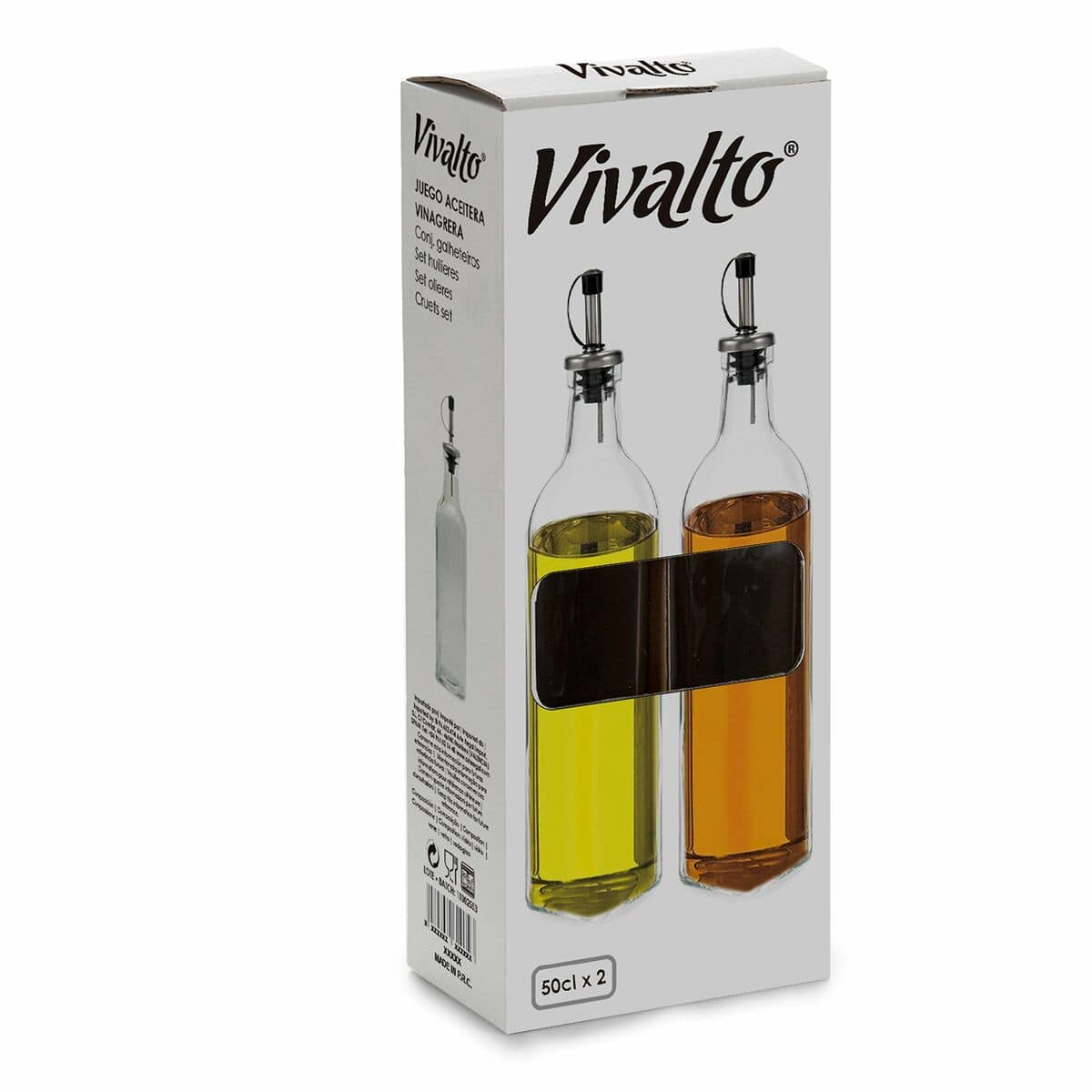 Set de Aceitera y Vinagrera Vivalto Transparente Vidrio Silicona Cristal 500 ml 5,7 x 29,5 x 5,7 cm 12 x 31 x 6 cm 2 Unidades 3 S3602707_2