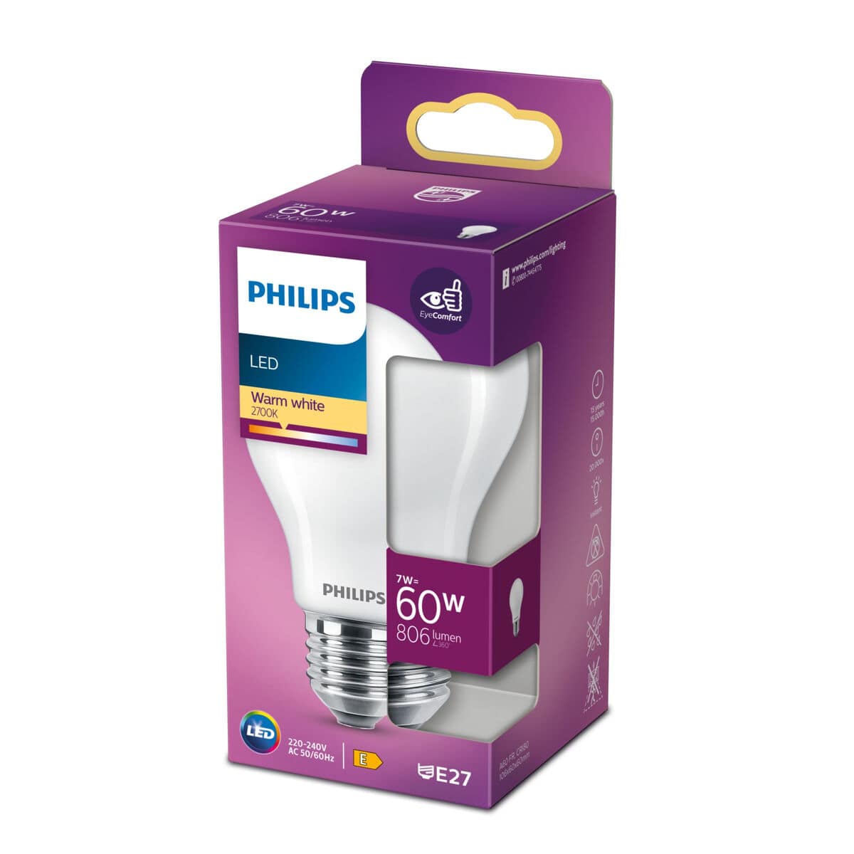 Bombilla LED Philips Equivalent E27 60 W E (2700 K) 3 S7104603_2