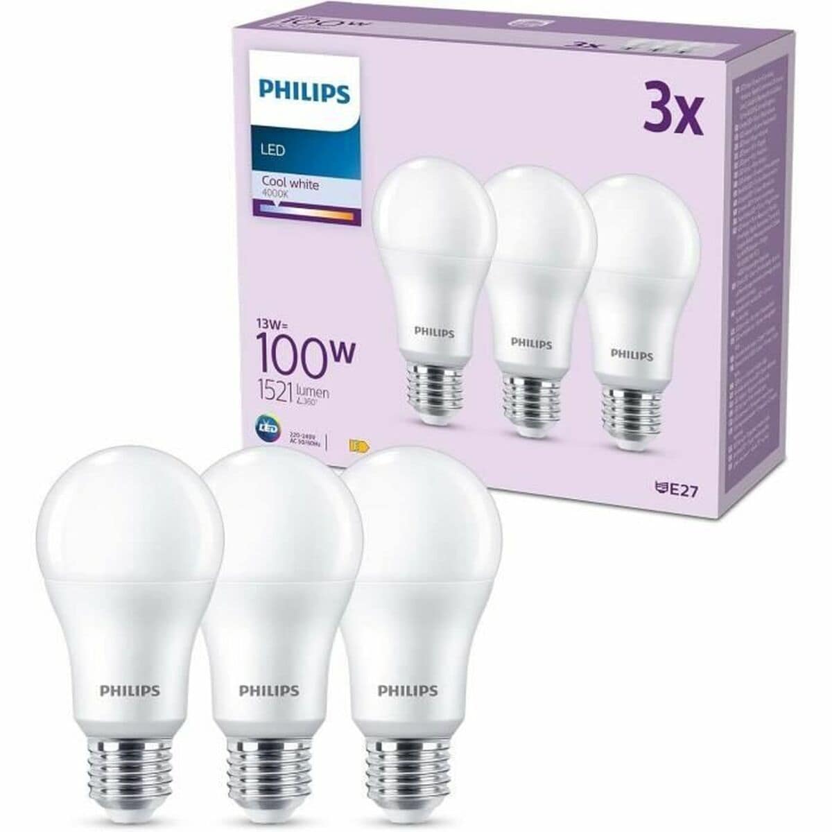 Bombilla LED Philips A67 Blanco E 100 W E27 3 Unidades (4000 K) 6 S71013125_5