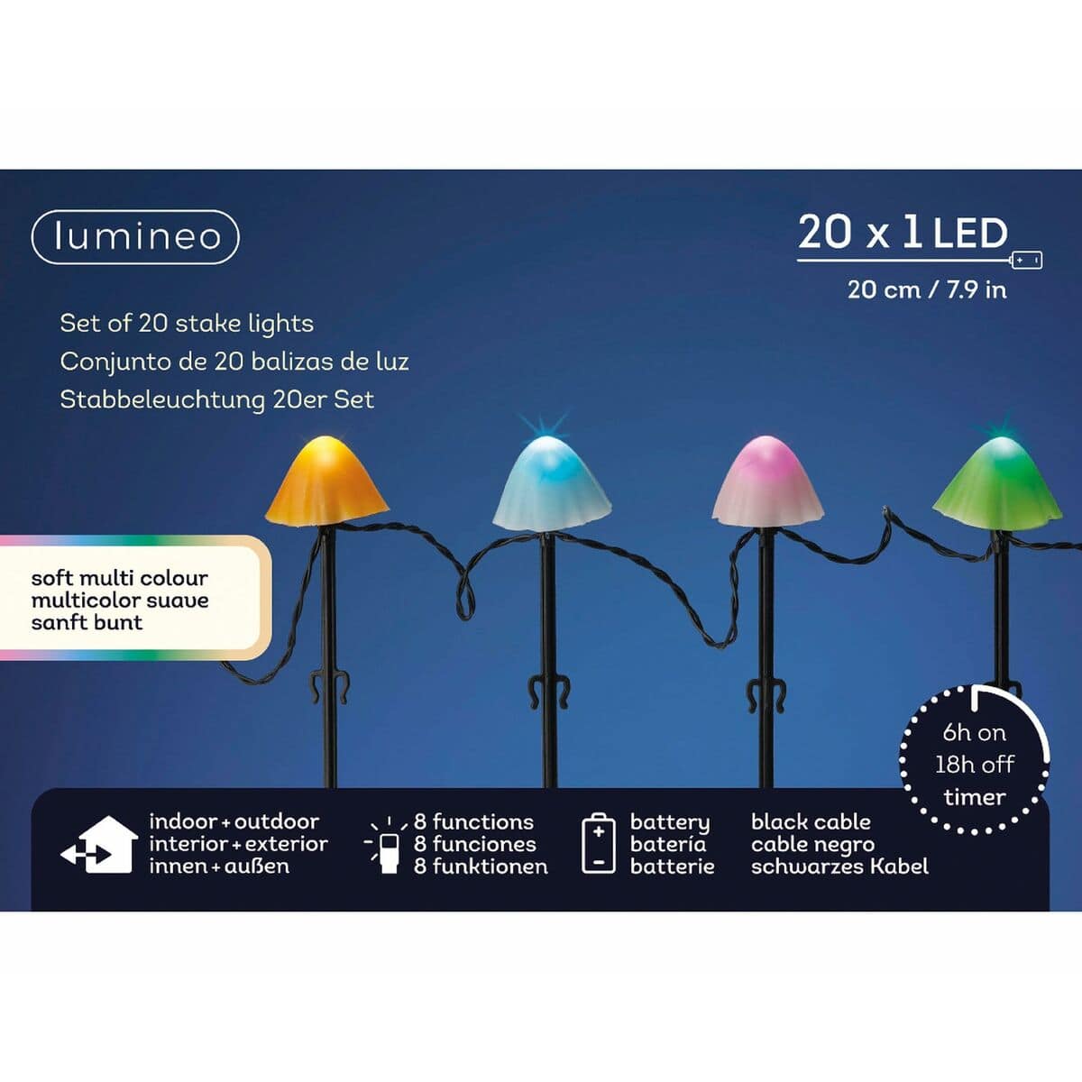 Luz decorativa para plantas Lumineo 491763 Multicolor Mini Seta (20 Unidades) 3 S7922399_2