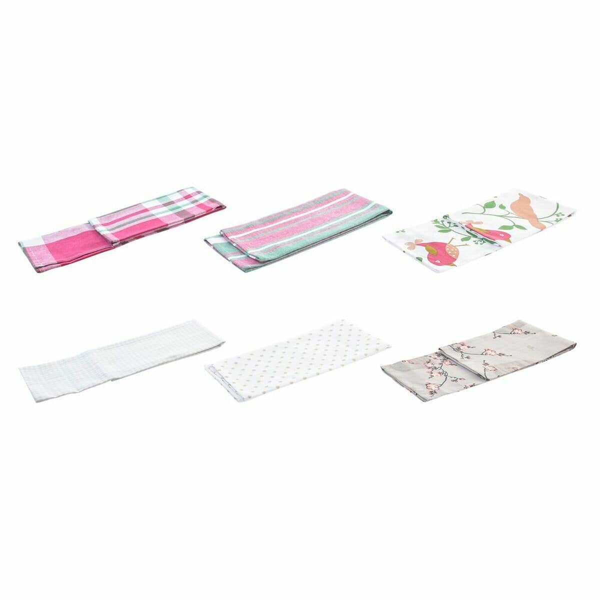 Set de Paños DKD Home Decor Marrón Rojo Verde Beige 60 x 0,5 x 40 cm Flores Pájaros 2 S3038338_1