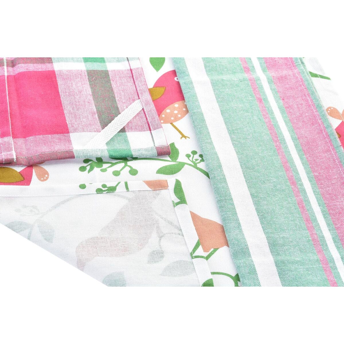 Set de Paños DKD Home Decor Marrón Rojo Verde Beige 60 x 0,5 x 40 cm Flores Pájaros 3 S3038338_2