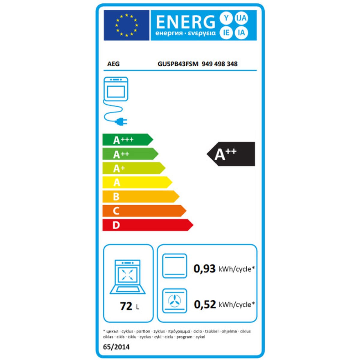 Horno Pirolítico AEG GU5PB43FSM 72 L 2 S0463880_1