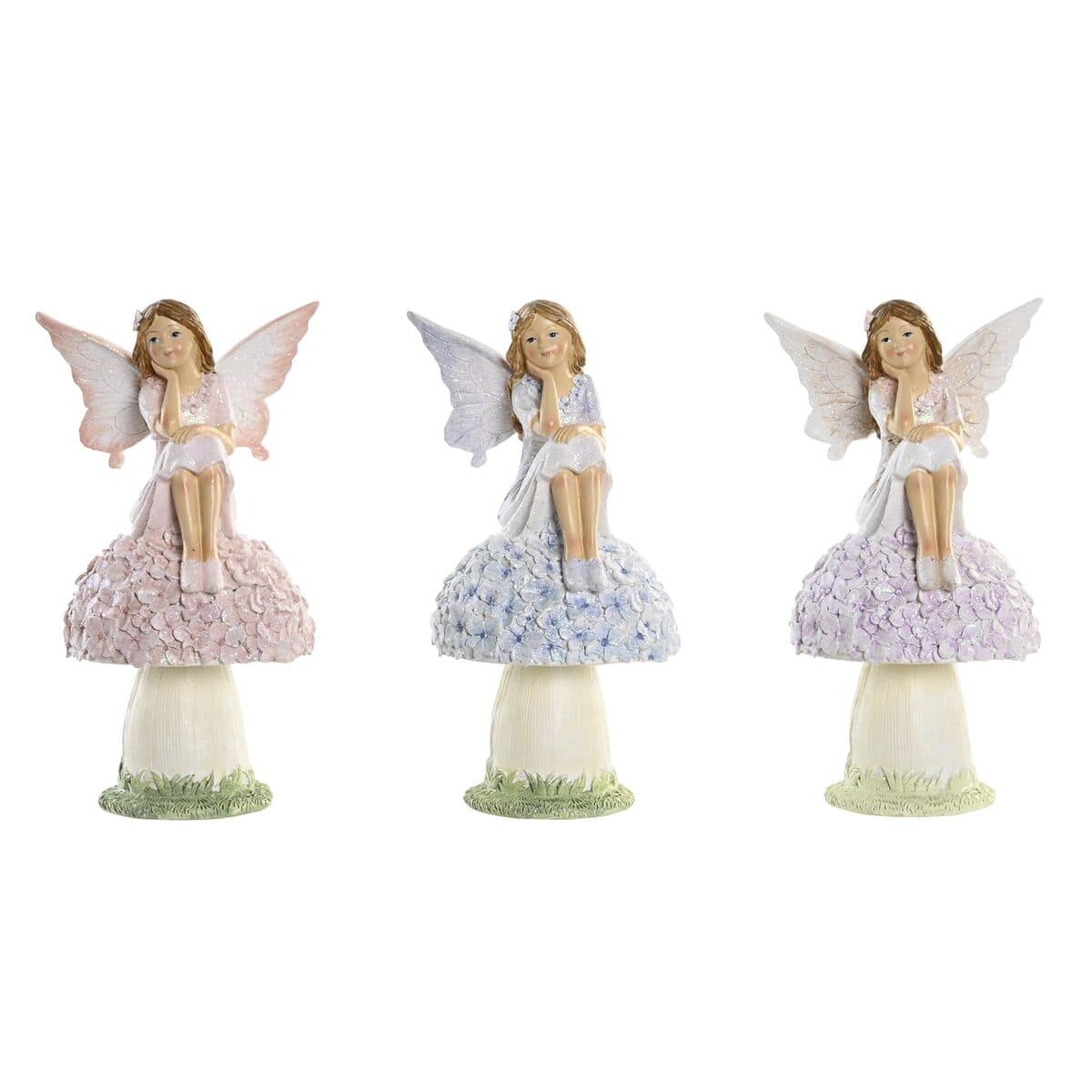 Figura Decorativa DKD Home Decor Azul Rosa Lila Hada 9,5 x 8 x 17 cm (3 Piezas) 1 S3039683_0