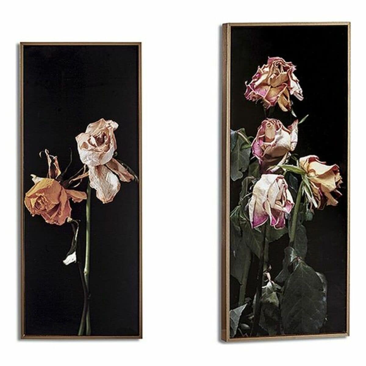 Cuadro Gift Decor Negro Oro Dorado Aglomerado Flores 21,2 x 2 x 51,2 cm 21,2 x 51,2 x 2 cm 1 S3606487_0