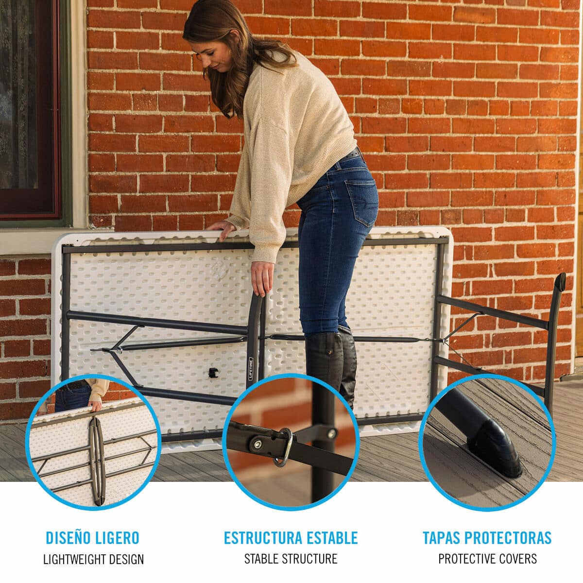 Mesa Plegable Lifetime Blanco 152 x 74 x 76 cm 4 S8906512_3