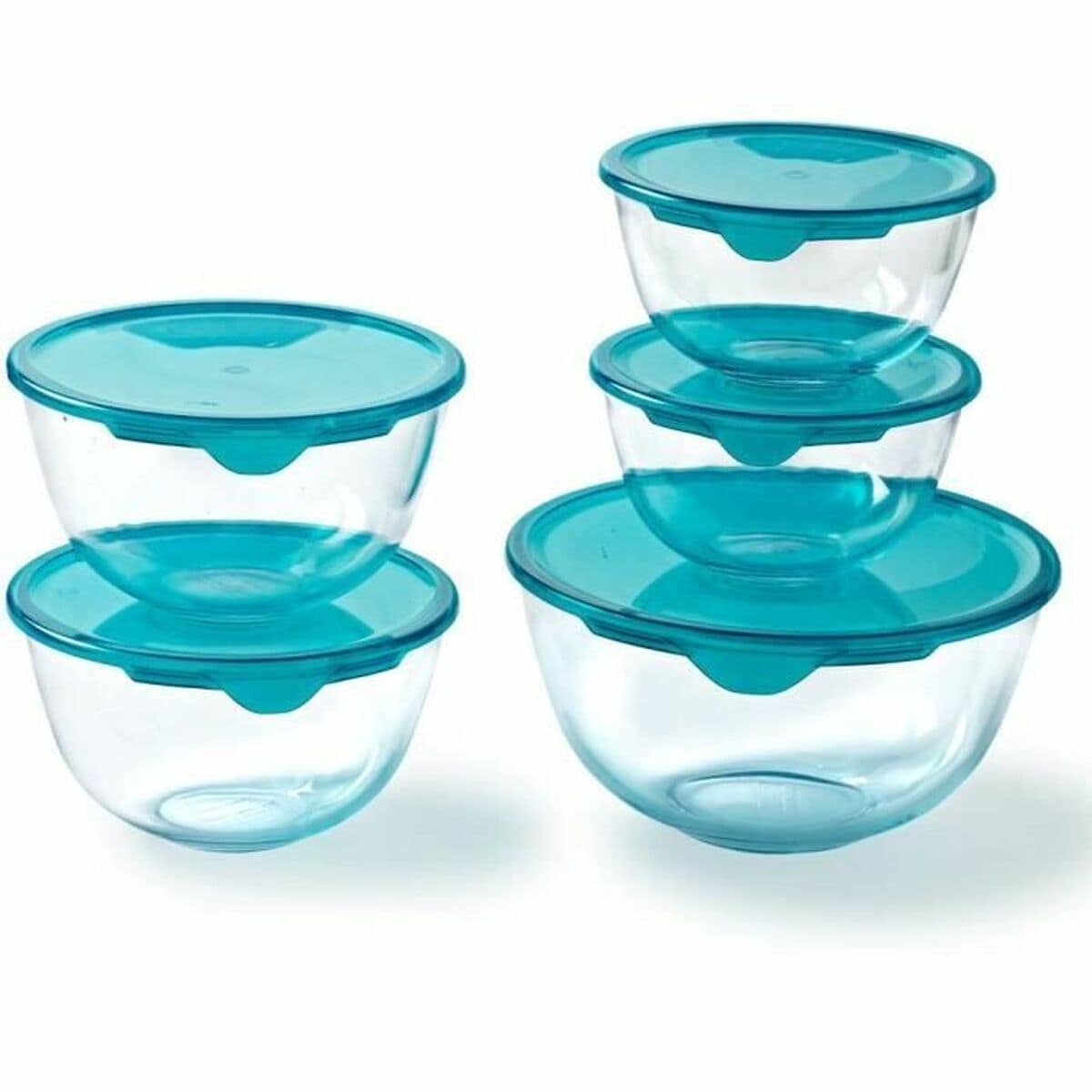 Set de Fiambreras Pyrex Transparente Turquesa 5 Piezas 1 S71022392_0
