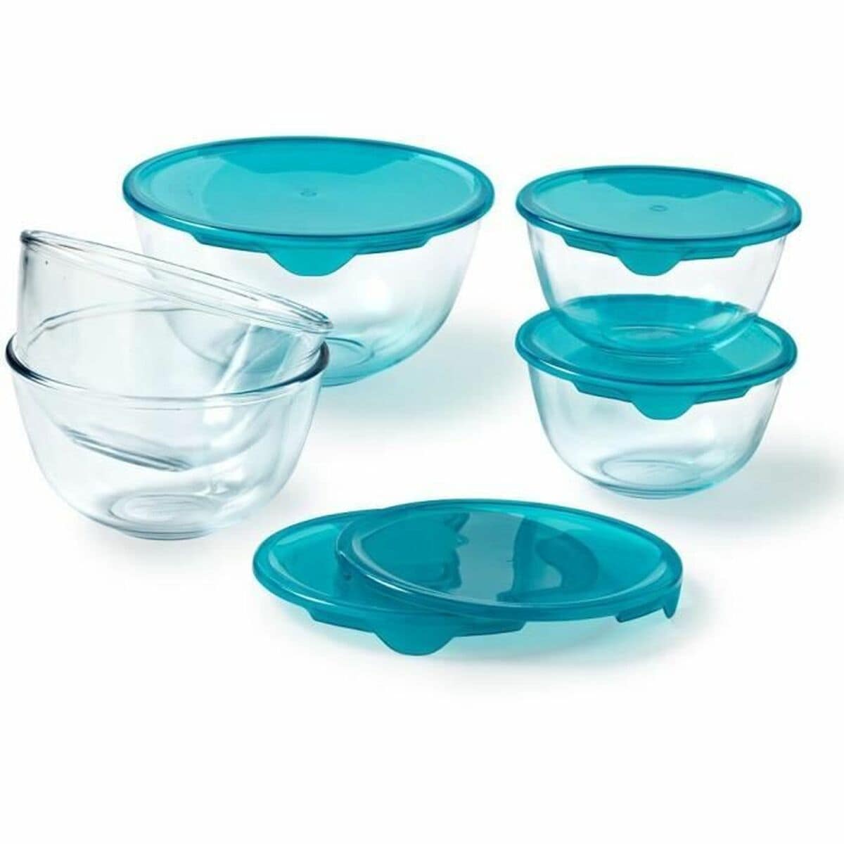 Set de Fiambreras Pyrex Transparente Turquesa 5 Piezas 2 S71022392_1