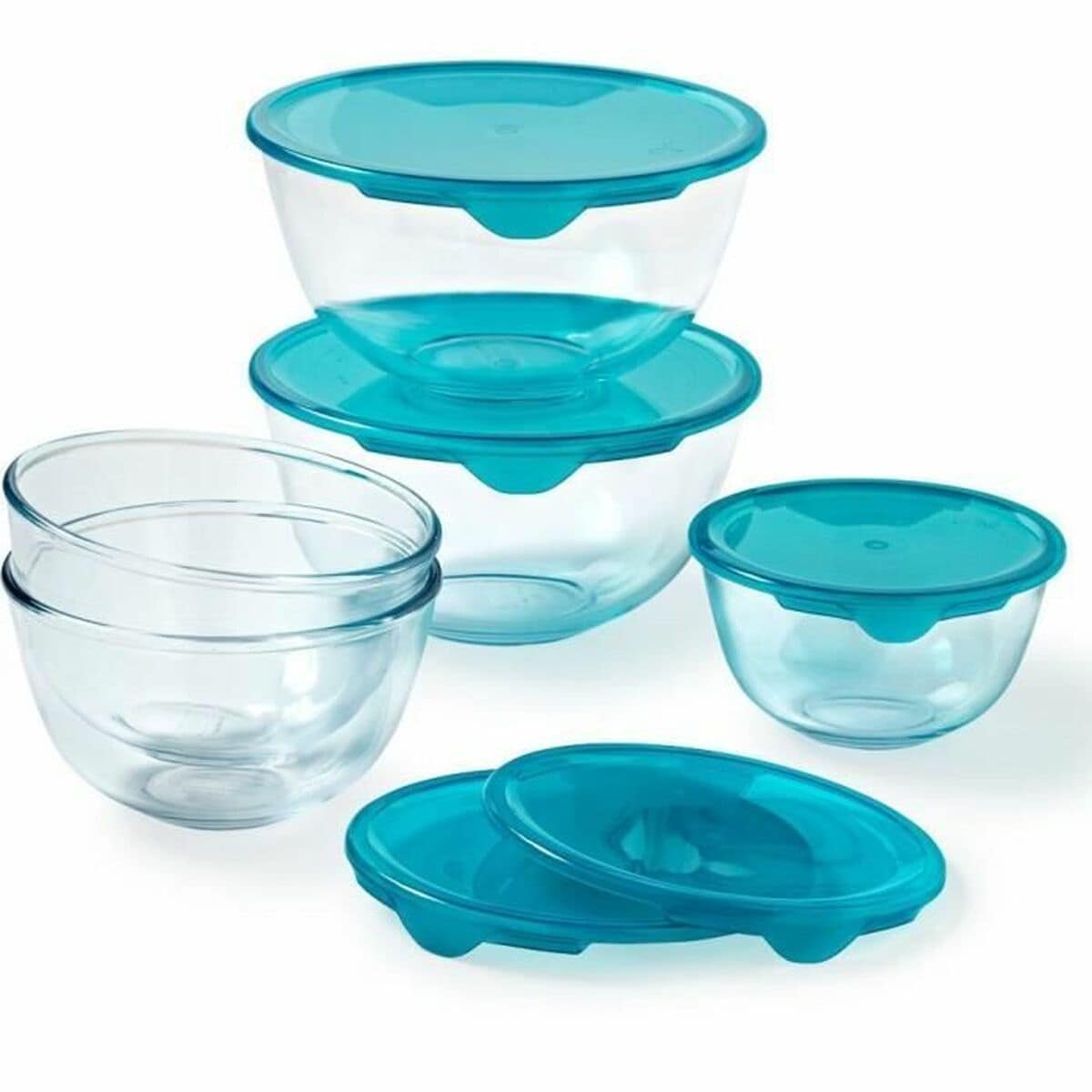 Set de Fiambreras Pyrex Transparente Turquesa 5 Piezas 2 S71022382_1