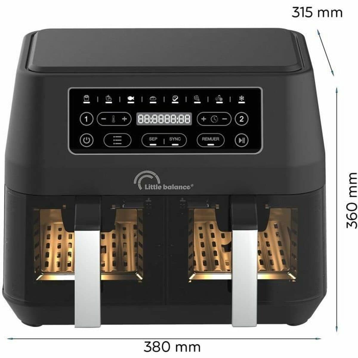 Freidora de Aire Little Balance 8765 Negro 2460 w 9 L 2 S71008126_1