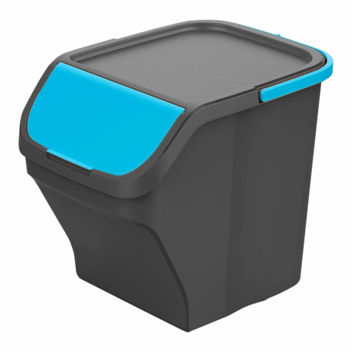 Cubo de Basura para Reciclaje Mondex Stack N' Sort Azul Gris 25 L Apilable Con Tapa 40 x 30 x 34 cm 1 S7925404_0