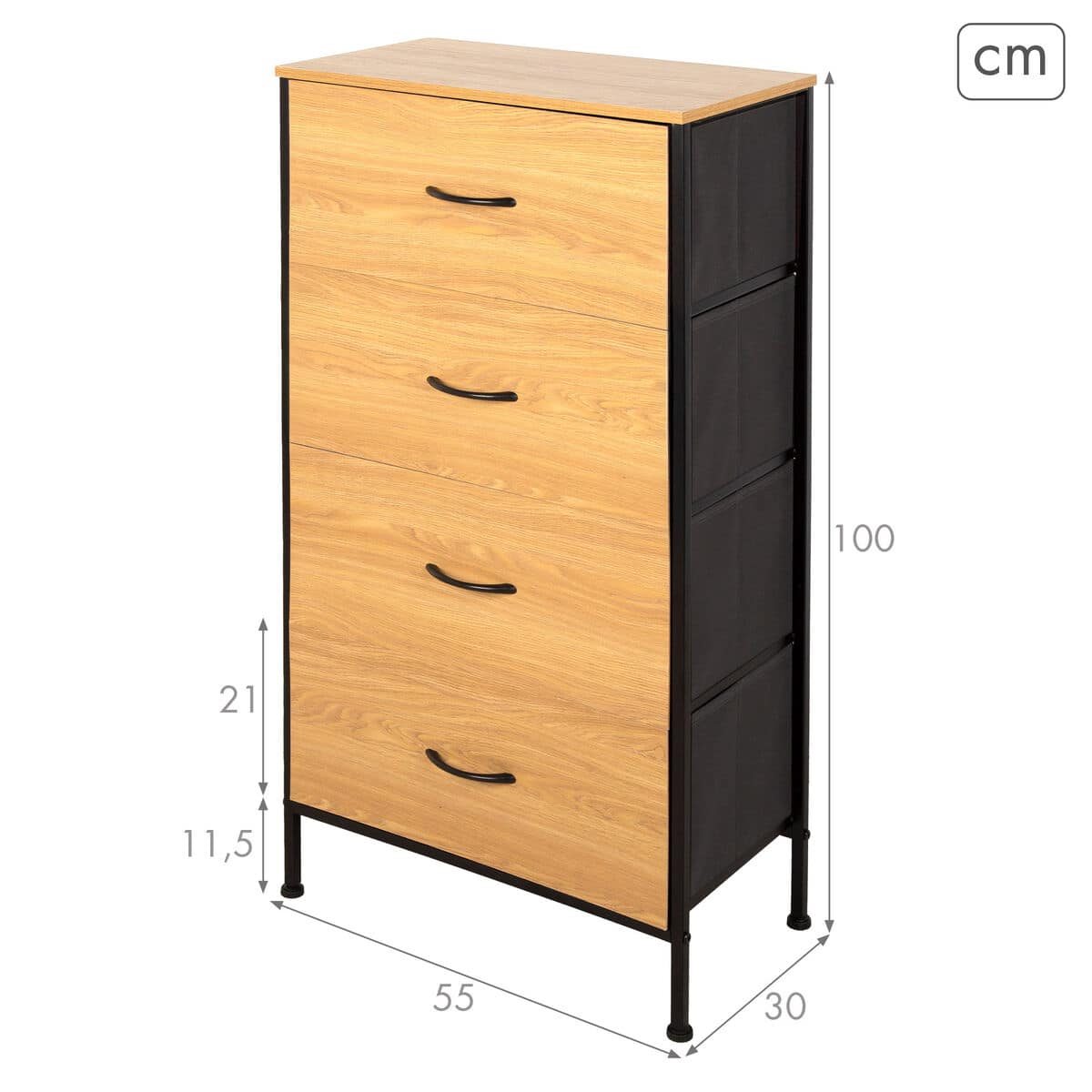 Cajonera Max Home Negro Moderno 55 X 100 X 30 CM 4 S8907434_3