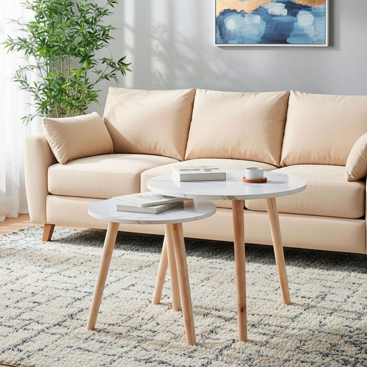 Juego de 2 mesas Max Home Blanco 48 x 45 x 48 cm 2 S8907451_1