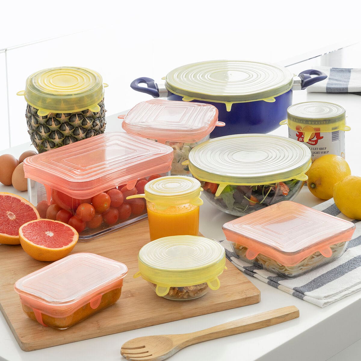 Set de 10 Tapas de Cocina Reutilizables y Ajustables Lilyd InnovaGoods 1 V0103560_0